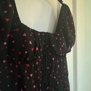here we have a size S black dress with red & pink hearts from Madden NYC◡̈
